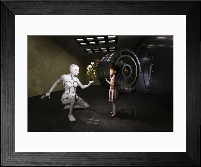 Framed Print : android, ar, augmented reality, beauty, childhood, color image, concept, curiosity