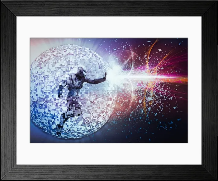 Framed Print : aggression, ar, attacking, augmented reality, battle, beam, beaming, breaking, color image