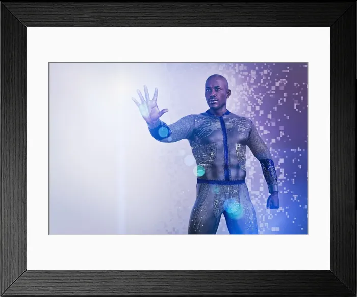 Framed Print : ar, augmented reality, authority, bald, beam, body, body suit, bright, brilliant