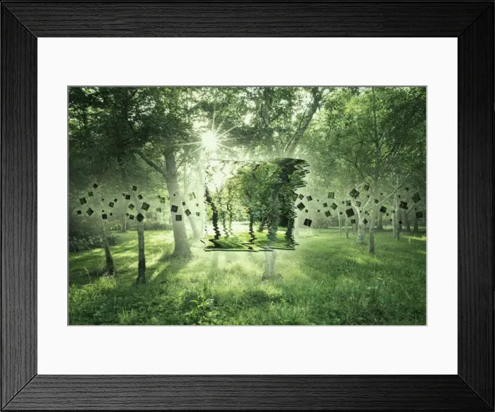 Framed Print : afternoon, calm, color image, concept, copy space, cyberspace, day, digital, distortion