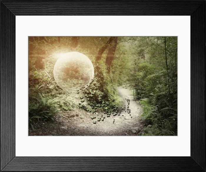 Framed Print : bubble, circle, color image, computer graphic, concept, copy space, day, digital composite