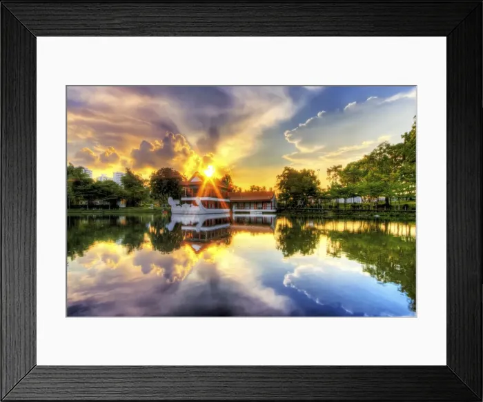 Framed Print : Sunset with the Traditional Style Stone Boat and Tea House in Singapore Chinese Garden, Singapore Framed Print : Sunset with the Traditional Style Stone Boat and Tea House in Singapore Chinese Garden, Singapore