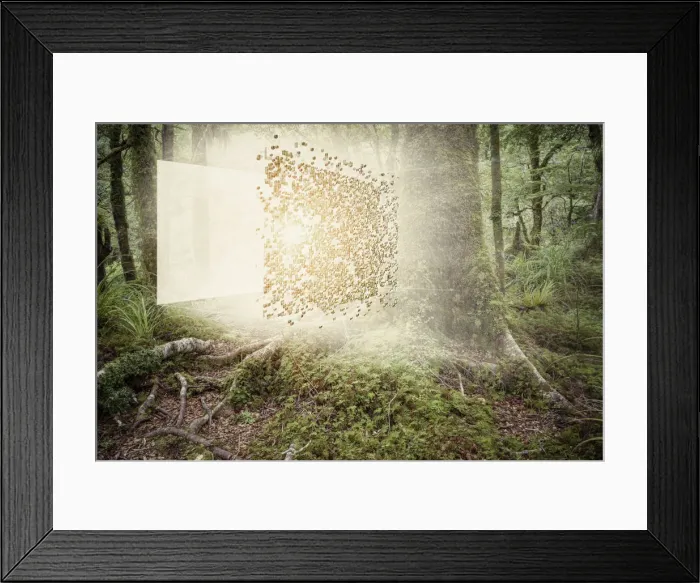 Framed Print : color image, computer graphic, concept, copy space, cube, cyberspace, day, digital