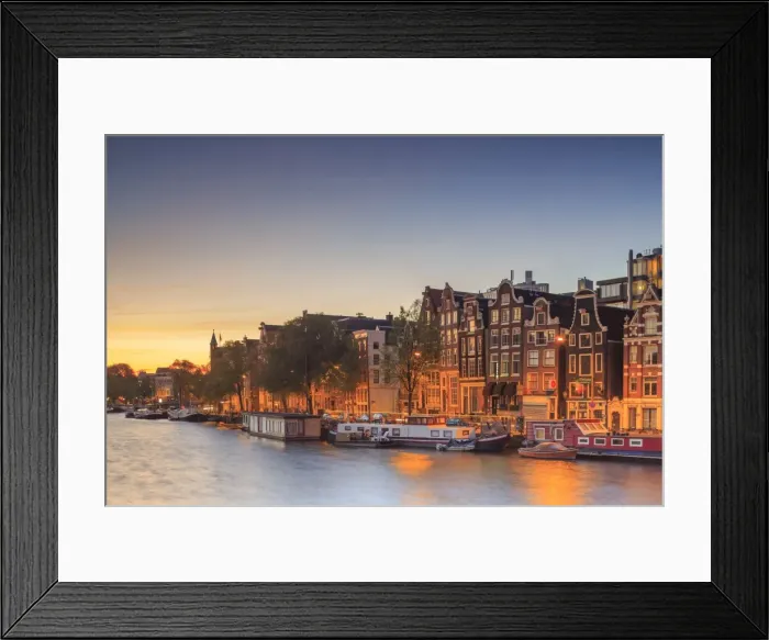 Framed Print : Typical houses along the canals, Amsterdam