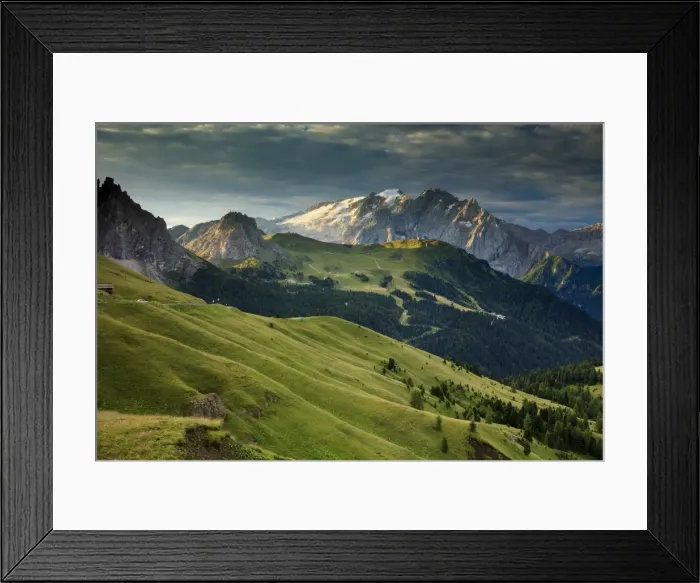 Framed Print : Marmolada mountain at sunrise