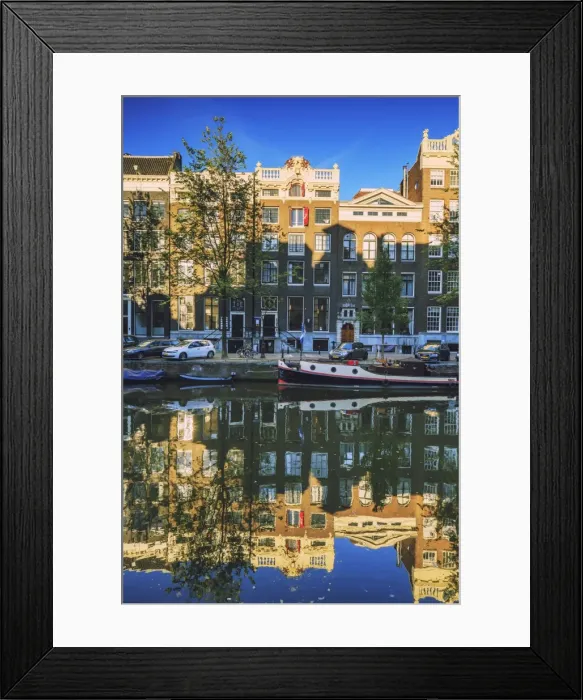 Framed Print : Typical houses along the canals, Amsterdam