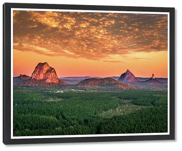 Sunrise over Glass House Mountains of Queensland