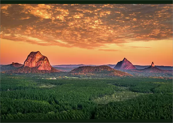 Sunrise over Glass House Mountains of Queensland
