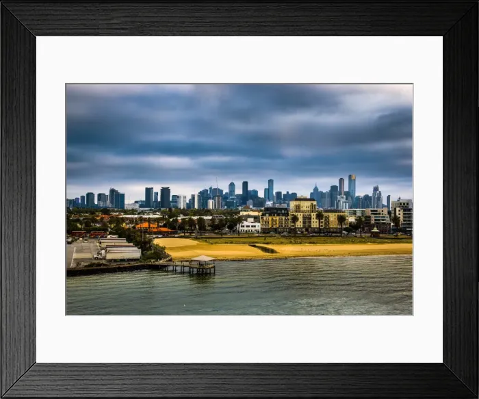 Framed Print : View from the coast to Melbourne Skyline Framed Print : View from the coast to Melbourne Skyline