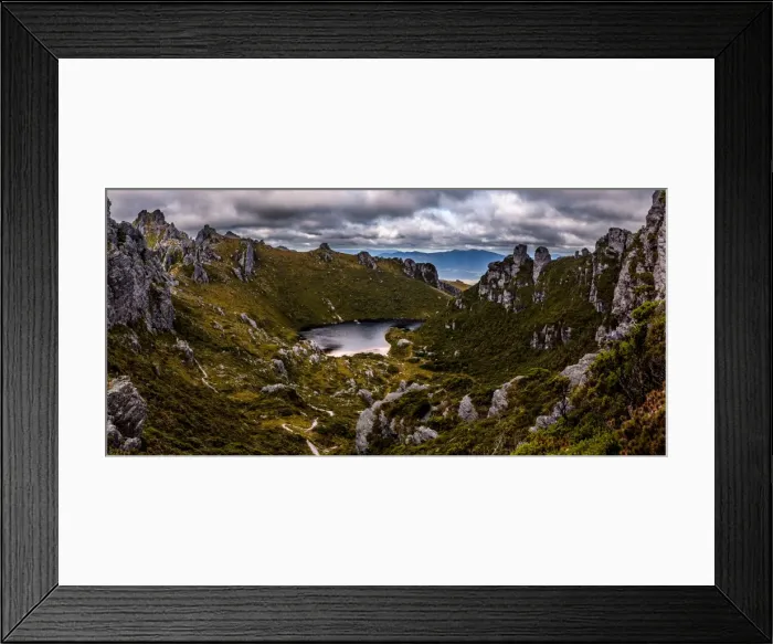 Framed Print : Lake Cygnus in Western Arthurs, Southwest Tasmania