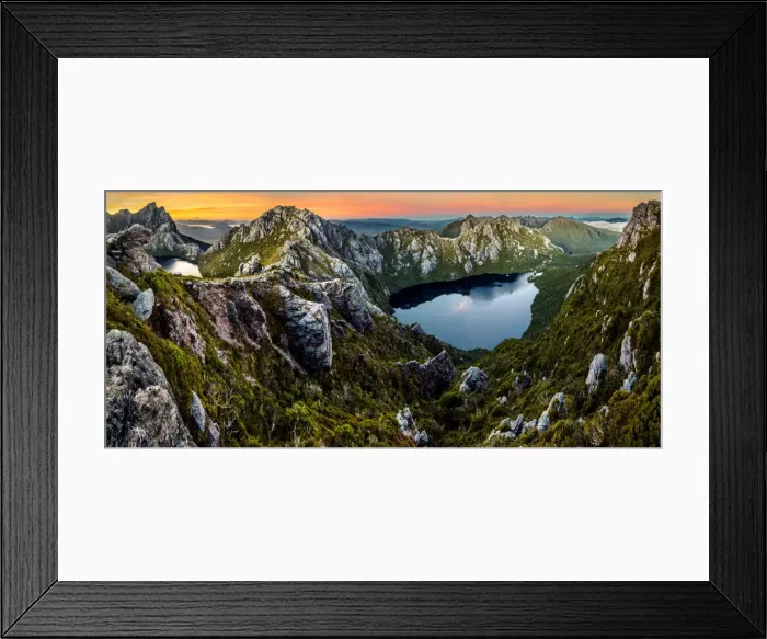 Framed Print : View of Lake Uranus and Obernon (on the left) from Pegasus South in Western Arthurs