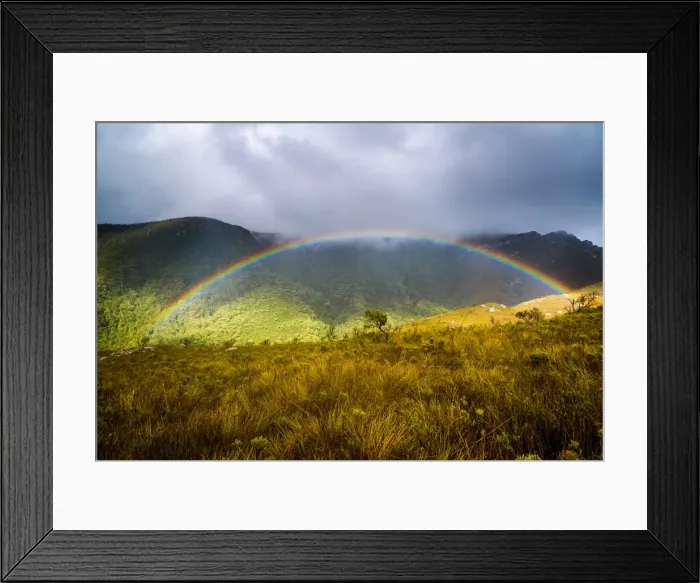 Framed Print : Rain bow at Ironbound Range, South Coast track, Southwest Tasmania Framed Print : Rain bow at Ironbound Range, South Coast track, Southwest Tasmania