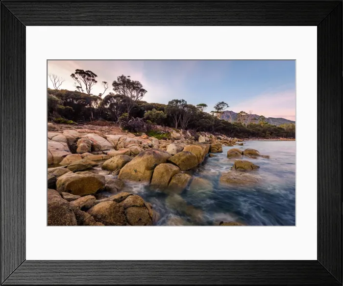 Framed Print : View to mt Freycinet from Hazards Beach, Tasmania Framed Print : View to mt Freycinet from Hazards Beach, Tasmania