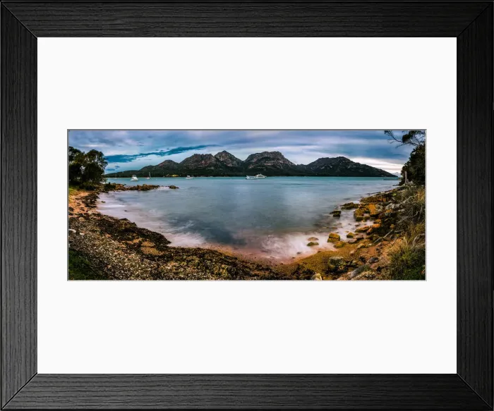 Framed Print : View to the Freycinet Peninsula Hazards from Coles Bay