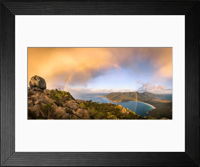 Framed Print : Storm cloud passing by mt Amos. View towards Wineglass Bay. Freycinet Peninsula, Tasmania Framed Print : Storm cloud passing by mt Amos. View towards Wineglass Bay. Freycinet Peninsula, Tasmania