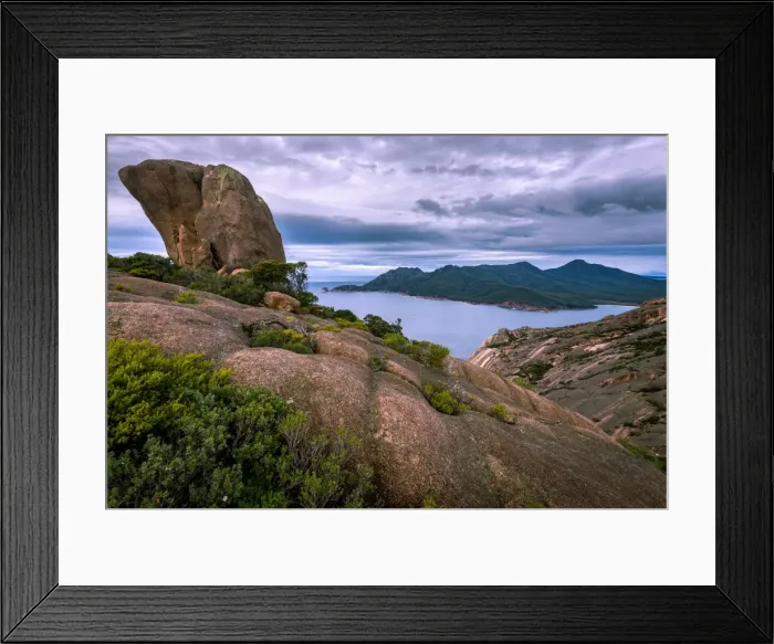 Framed Print : View to Wineglass Bay from mt Parsons, Freycinet National Park, Tasmania