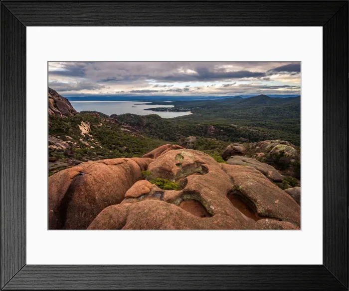 Framed Print : View to Coles Bay from mt Parsons, Freycinet National Park, Tasmania Framed Print : View to Coles Bay from mt Parsons, Freycinet National Park, Tasmania