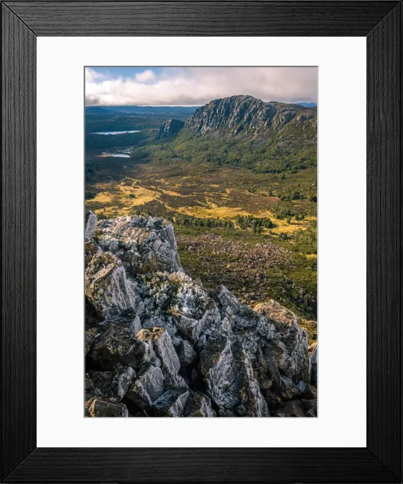 Framed Print : View to Mount Jerusalem from the Temple in Walls of Jerusalem National Park, Tasmania Framed Print : View to Mount Jerusalem from the Temple in Walls of Jerusalem National Park, Tasmania