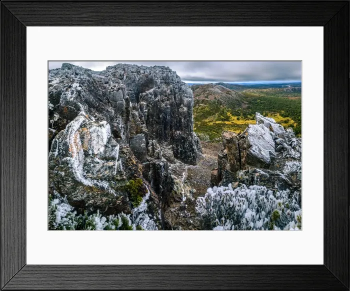 Framed Print : View to the face of Solomons Throne from the top in Walls of Jerusalem National Park, Tasmania