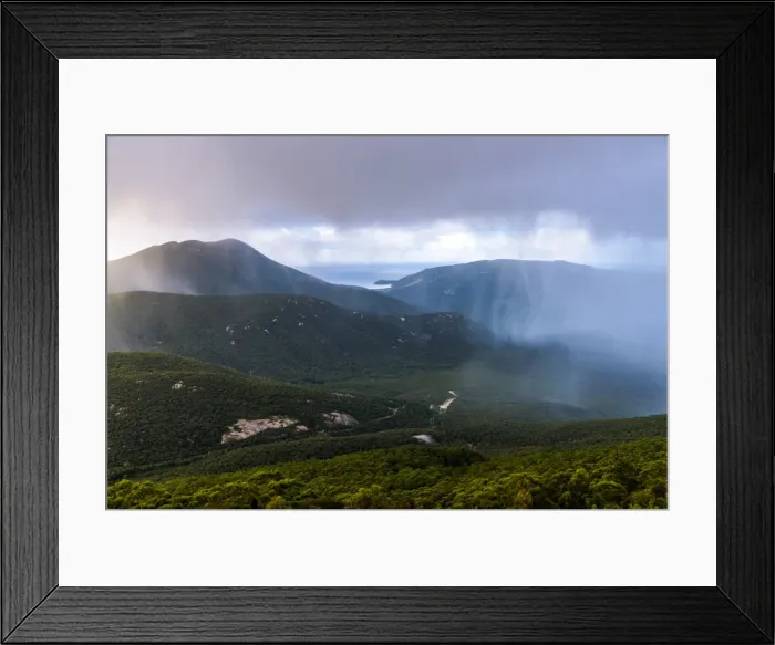 Framed Print : Rain cloud passing by at the top of Mount Oberon at Wilsons Promontory, Victoria Framed Print : Rain cloud passing by at the top of Mount Oberon at Wilsons Promontory, Victoria