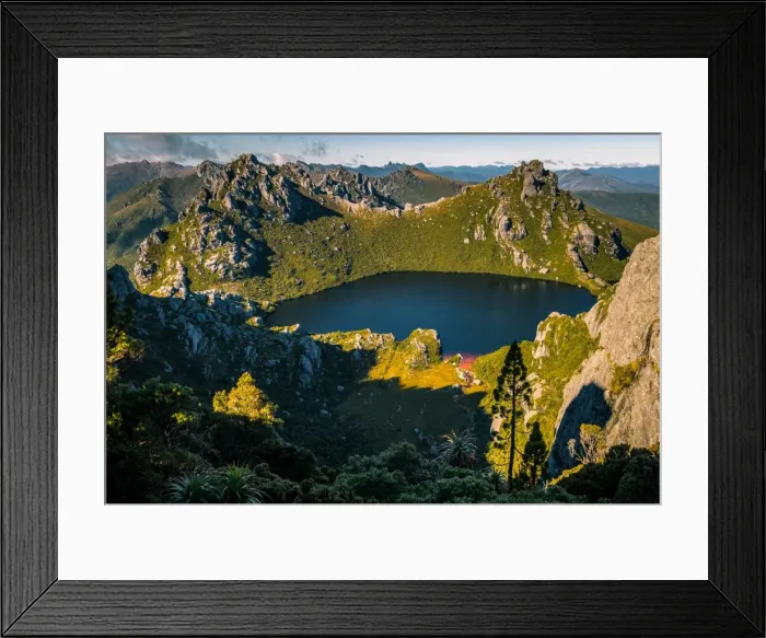 Framed Print : View of Lake Oberon from mt Oberonin Western Arthur Range, Southwest Tasmania Framed Print : View of Lake Oberon from mt Oberonin Western Arthur Range, Southwest Tasmania