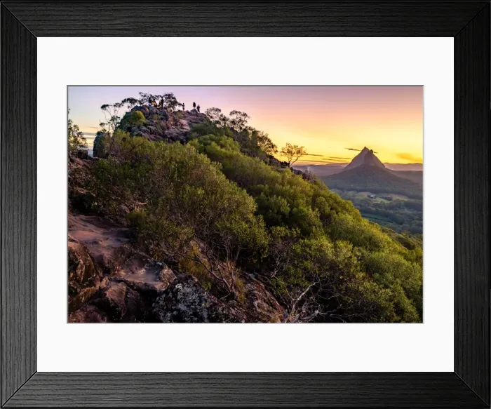 Framed Print : Sunset at the top of mt Ngungun