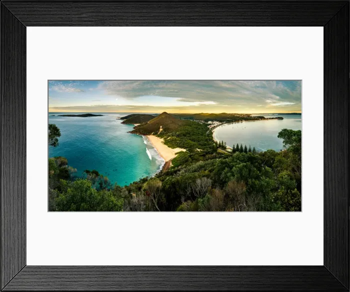 Framed Print : Sunrise at Shoal Bay from Mount Tomaree, New Sputh Wales Framed Print : Sunrise at Shoal Bay from Mount Tomaree, New Sputh Wales