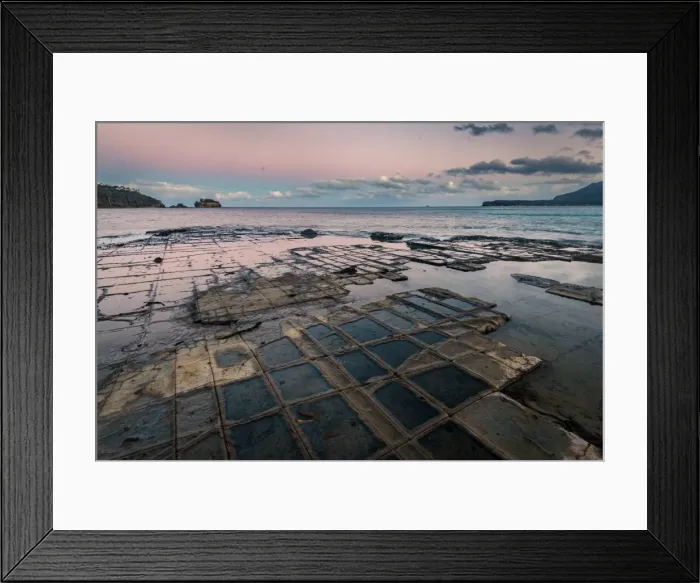 Framed Print : Sunset at Tessellated Pavement, Tasman Peninsula, Tasmania Framed Print : Sunset at Tessellated Pavement, Tasman Peninsula, Tasmania