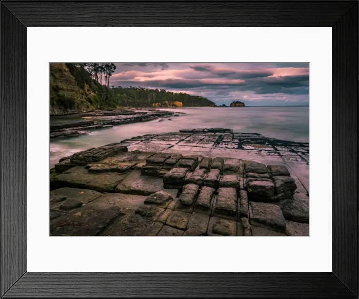 Framed Print : Sunset at Tessellated Pavement, Tasman Peninsula, Tasmania Framed Print : Sunset at Tessellated Pavement, Tasman Peninsula, Tasmania