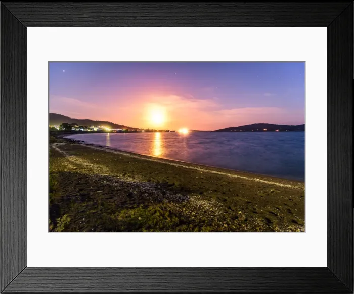 Framed Print : Moon rise ove Tiger Head Bay, Tasmania
