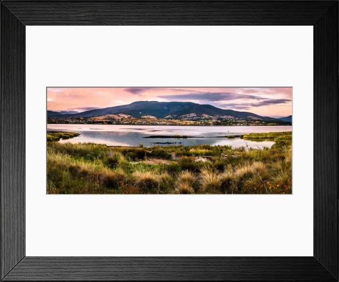 Framed Print : Sunrise over River Derwent. Huon valley, Hobart suburbs, Tasmania