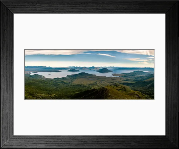 Framed Print : View of Lake Pedder from mt Anne in Southwest Tasmania