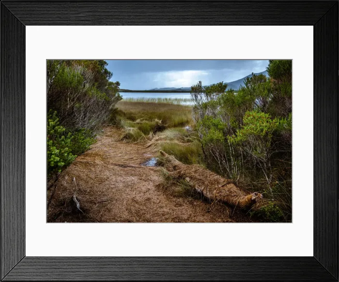 Framed Print : Aboriginal Canoe at Melaleuca, Southwest Tasmania