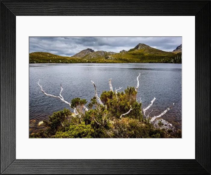 Framed Print : Promontory Lake in in Western Arthurs Range, Southwest Tasmania Framed Print : Promontory Lake in in Western Arthurs Range, Southwest Tasmania