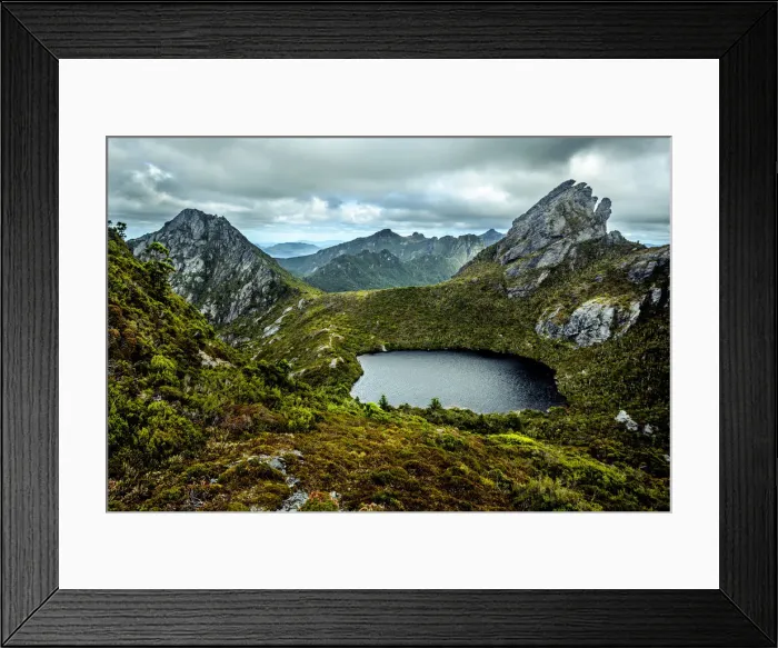 Framed Print : Haven Lake in Western Arthurs Range, Southwest Tasmania Framed Print : Haven Lake in Western Arthurs Range, Southwest Tasmania