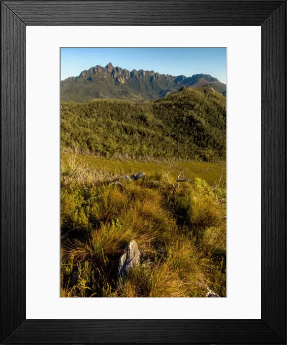 Framed Print : View to West Portal from Eastern Arthur Range, Southwest Tasmania