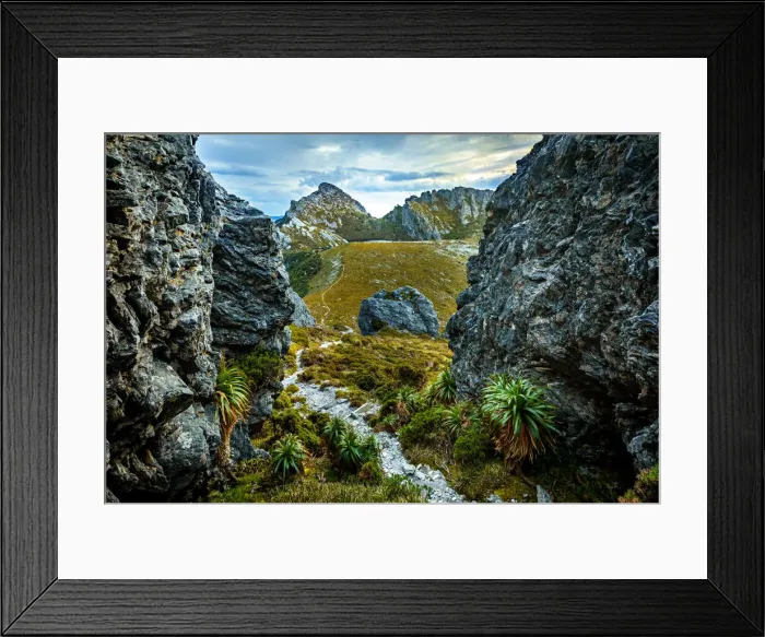 Framed Print : Track to Hanging Lake in Eastern Arthur Range, Southwest Tasmania
