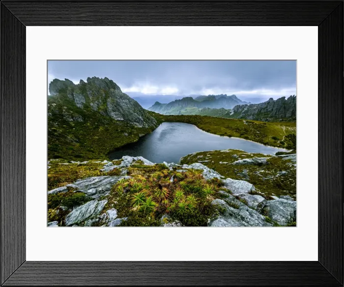Framed Print : View of Hanging Lake and Eastern Arthurs Range from Geeves Bluff Framed Print : View of Hanging Lake and Eastern Arthurs Range from Geeves Bluff