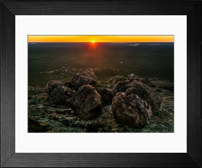 Framed Print : Sunset at the top of Peak Charles in Great Western Woodlands