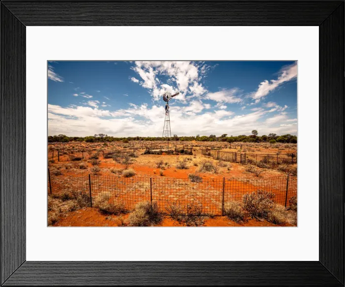 Framed Print : Fixing the windmill in Australian Outback Framed Print : Fixing the windmill in Australian Outback