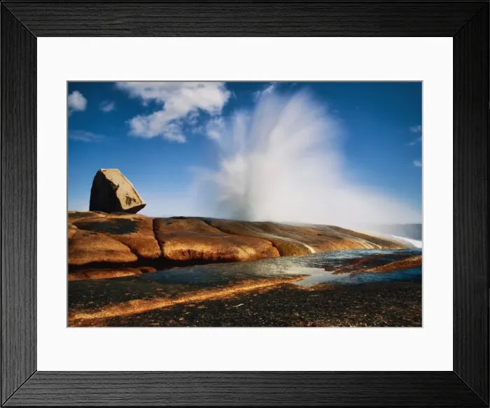 Framed Print : Blow hole. Blow-hole in action at Bicheno in Tasmania Australia