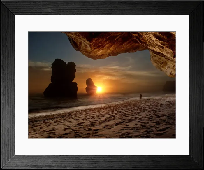 Framed Print : sunset capture from under the rock