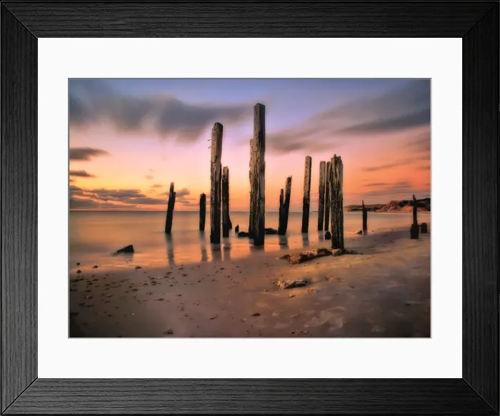 Framed Print : Sunset on pier ruins