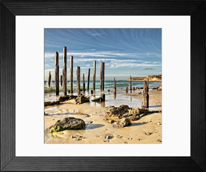 Framed Print : Remains of old pier