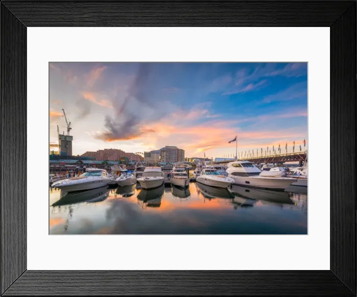 Framed Print : Sunset at Darling Harbour, Sydney, Australia Framed Print : Sunset at Darling Harbour, Sydney, Australia