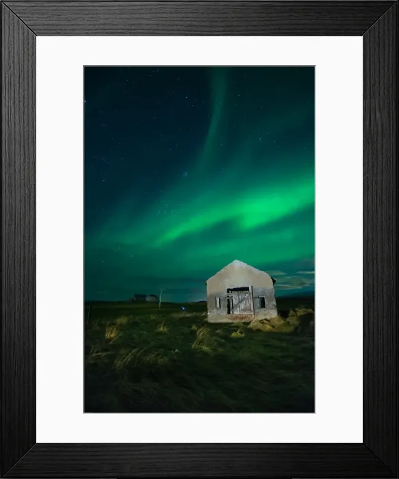 Framed Print : Aurora and abandoned house