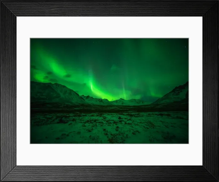 Framed Print : Aurora Over mountain