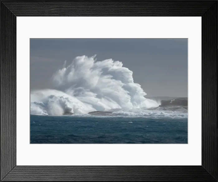 Framed Print : Large wave crashing onto rocks Framed Print : Large wave crashing onto rocks