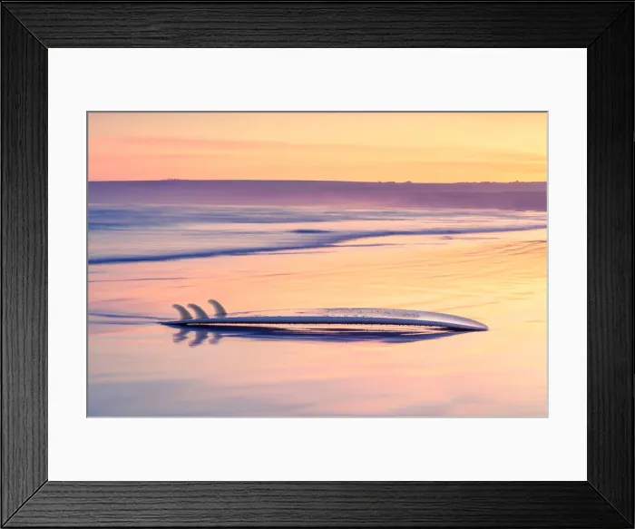 Framed Print : Surfboard and the ocean. Australia