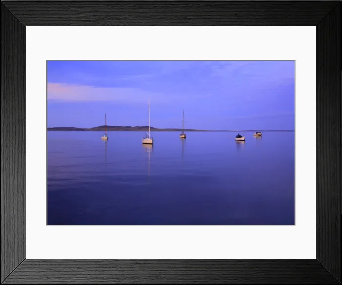 Framed Print : Boats moored in Boston Bay at sunset Framed Print : Boats moored in Boston Bay at sunset